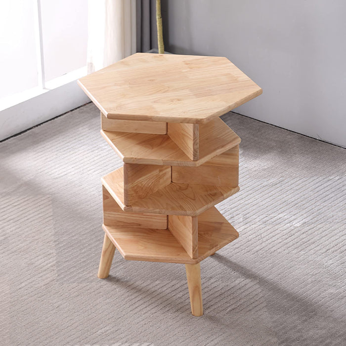 Stolik do kawy Otwarty stolik kawowy z litego drewna, 6-stronny stolik i krzesło do recepcji, stolik do przechowywania odpowiedni do salonu ogrodowego(Color:style4)