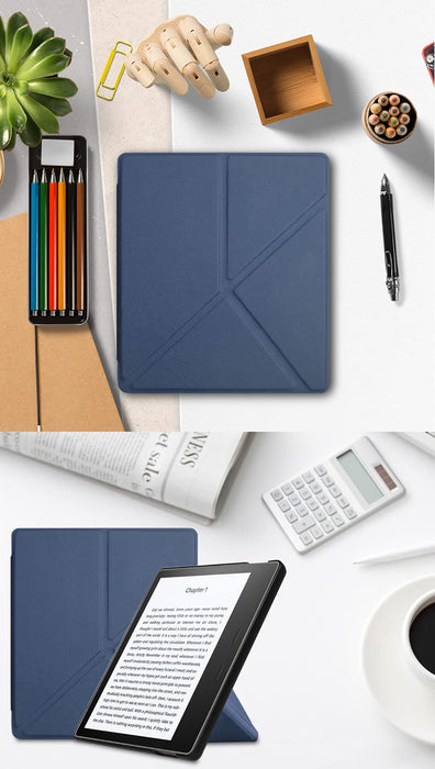 Etui origami do origami etui do Kindle Oasis 2019, skóra PU stojak pokrowiec do Kindle Oasis 3 magnetyczna składana powłoka ochronna prosty materiał PU wodoodporny prezent świąteczny praktyczny ze skóry PU