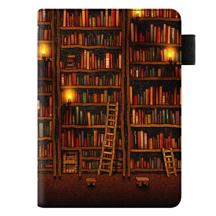 Huasiru Handheld Case for All Kindle Paperwhite Generations - PU Leather Protective Cover with Hand Strap, Library