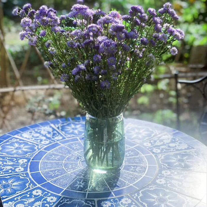 XIAOLIN Retro Mozaika Okrągły Stół - Odkryty Płytki Ceramiczne Akcent Stół Patio Ogród Meble Balkonowe - Niebieski I Biały 22.8x29.5 Cal