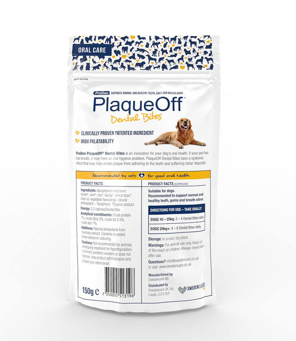 ProDen PlaqueOff Dental Bites 150 g dla psów o wadze powyżej 10 kg, nieświeży oddech, płytka nazębna, kamień nazębny