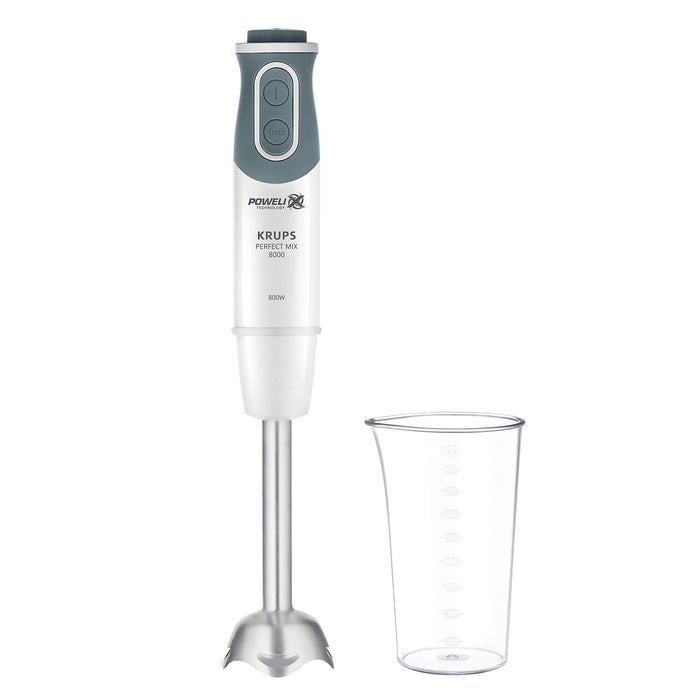 Krups HZ64B1 Perfectmix 8000 blender ręczny 800 W, 20 poziomów prędkości, funkcja turbo, technologia Powelix, w zestawie kubek z miarką 800 ml, biały/ciemnoszary