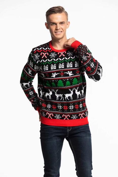 U LOOK UGLY TODAY Unisex męski świąteczny sweter klasyczny renifer Fairisle Boże Narodzenie impreza prezent swetry