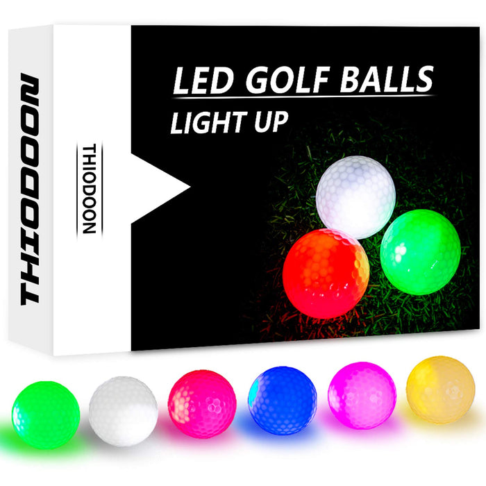 THIODOON Piłki golfowe LED kolorowe Light Up piłki golfowe świecą w ciemności, świecące w nocy, idealne do nocnego treningu i długich tras golfowych, różowe, czerwone, niebieskie, zielone, żółte, białe