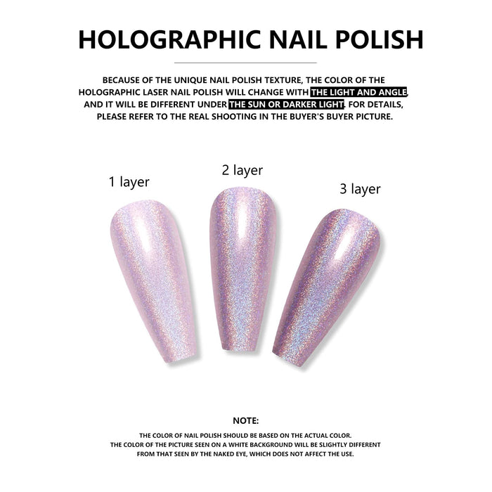 Freeorr Lakier do paznokci Glitter Laser, błyszczące lustro Glitter Nail Art holograficzny trwały lakier do paznokci 1 butelka 7 ML-LS06