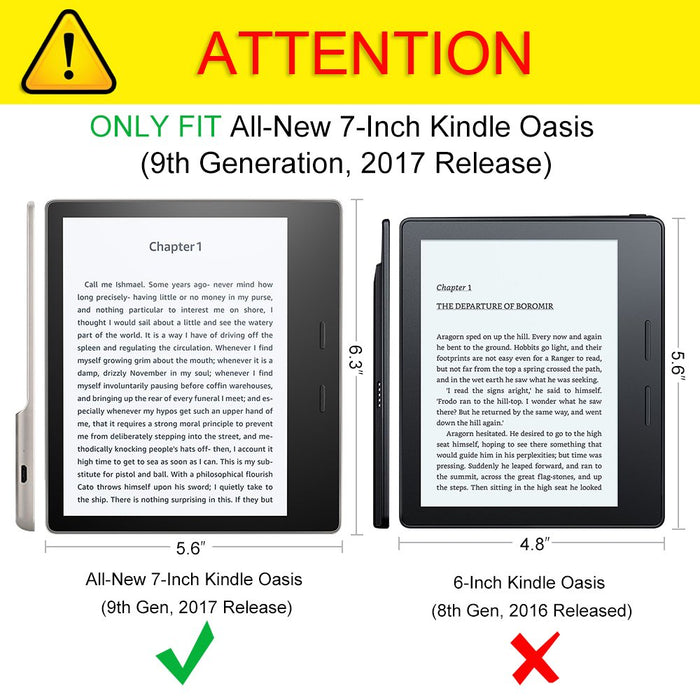 CaseBOT pokrowiec kompatybilny z Kindle Oasis 10. generacji (model 2019) i 9. generacji (model 2017) - smukły lekki pokrowiec ochronny z funkcją automatycznego usypiania/budzenia, biblioteka