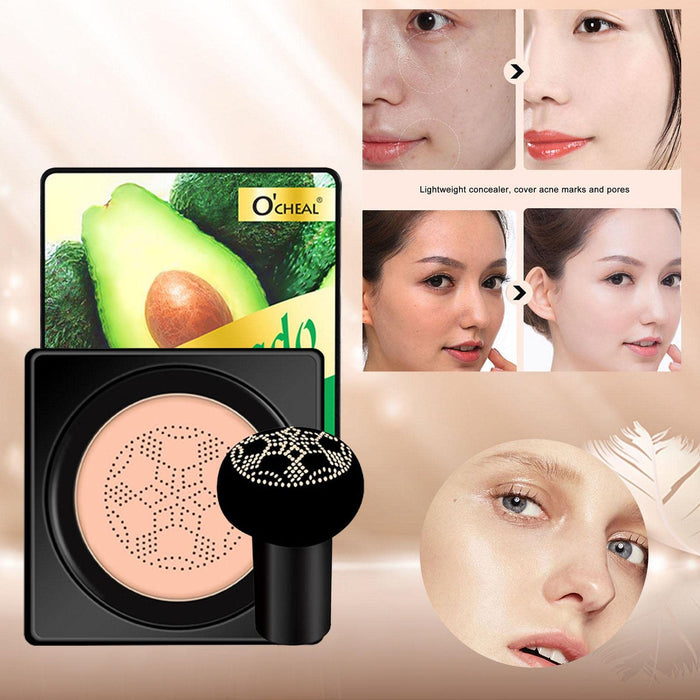 Mushroom Head Air Cushion CC Cream - Krem CC Awokado - Naturalny podkład z grzybami, nawilżający krem BB, długotrwały matowy korektor podkład do makijażu twarzy B/a