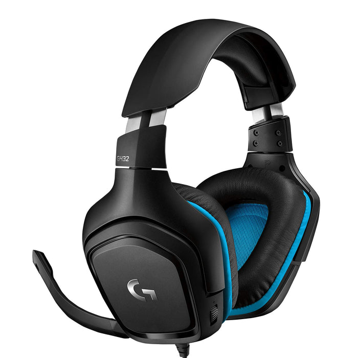 Logitech G432 Gaming Headset Leatherette Zestaw Słuchawkowy Do Gier, 7.1 Surround Sound, Skórzana Poduszka Uszna, Pc/Mac/Ps4/Xbox One/Nintendo Switch/Tablet/Smartphone - Czarny,981-000770