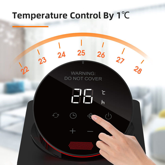 OMISOON Grzejnik 2000W, ECO grzejnik elektryczny, PTC, LED Touch, 90° oscylacji, 24H timer, 3 tryby, termostat i oszczędność energii, wielokrotna ochrona, dom