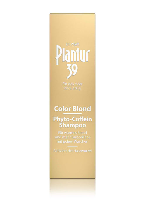 Plantur 39 Color Blond szampon fito-kofeinowy – odświeżający kolor szampon do włosów dla kobiet aktywujący cebulki włosów – do włosów rozjaśnianych i blond – 1 x 250 ml