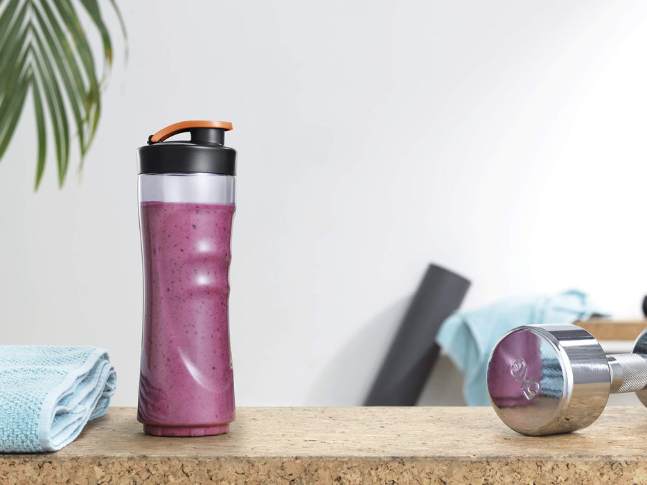 Electrolux blender sportowy 300W, Włącznik/wyłącznik, 4 ostrza ze stali nierdzewnej, Dwie 0,6 l butelki z wytrzymałego tworzywa Tritan, Bez BPA,ESB2500, Stal nierdzewna