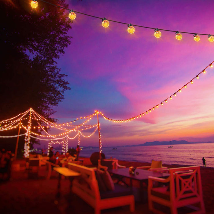 Zewnętrzne łańcuchy świetlne do ogrodu, 7,5 m G40 na zewnątrz, wodoodporne światła do wewnątrz i na zewnątrz, na taras, Boże Narodzenie, dekoracja weselna (25 żarówek + 3 zapasowe żarówki)