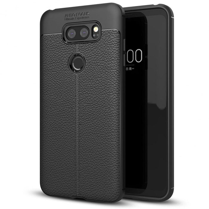 NALIA Skórzane etui kompatybilne z LG V30, silikonowe ultracienkie ochronne etui na telefon gumowe etui żelowe premium miękka skóra, odporne na wstrząsy wąski tył ochraniacz na zderzak tylna obudowa smartfona - czarne