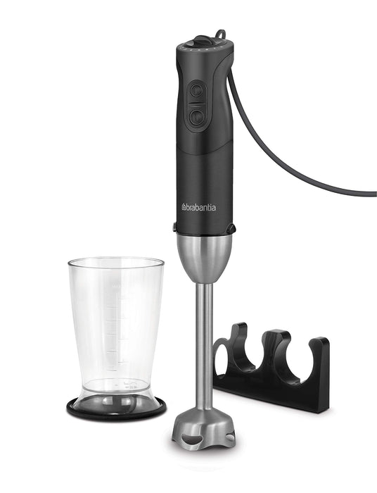 Brabantia BBEK1061MB Zestaw blendera ręcznego - 1000 Watt - Prędkości 8 - Funkcja Turbo - Miarka 600 ml - Kruszarka do lodu - Smoothie maker - Stal nierdzewna