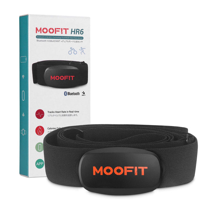 moofit ANT+ pulsometr z paskiem piersiowym Bluetooth czujnik HR IP67 wodoodporny kompatybilny z Zwift, Wahoo Fitness, Rouvy, Peloton, Strava dla iOS, Android (aplikacja MooFit nienavail)