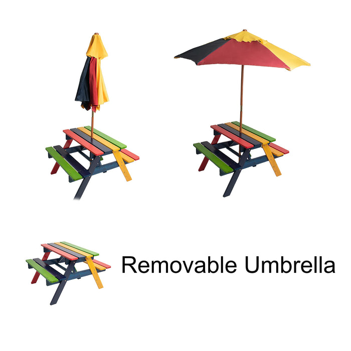 Relsy Ławka piknikowa dla dzieci z regulowanym parasolem i stołem, aby Twój trawnik był piękny z kolorowymi meblami ogrodowymi dla dzieci
