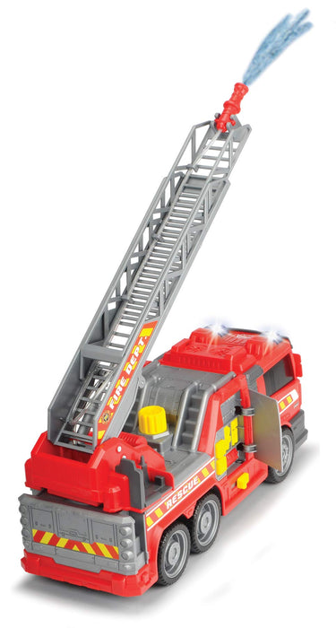 Dickie Toys 203308371 Straż pożarna Fire Fighter 36 cm, migające światła, efekty dźwiękowe, pojazd strażacki i ruchoma drabina, funkcja psikania wodą, trafiony prezent dla dzieci od 3 lat