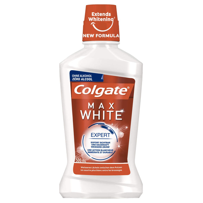 Colgate Płyn do płukania ust Max White Expert, 500 ml – dla natychmiast widocznych, bielszych zębów