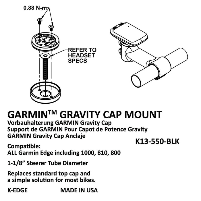 K-EDGE Uchwyt Garmin Gravity uchwyt kierownicy K13-550 akcesoria rowerowe