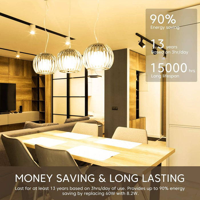 Linkind 8,2 W żarówka LED, zamiennik żarówki 60 W, E27 2700 K, ciepła biel, 806 lm kąt świecenia 200°, ErP, certyfikat CE, opakowanie 6 sztuk