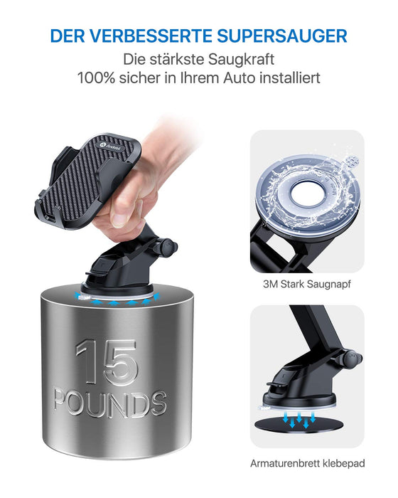 Andobil Uchwyt samochodowy na telefon komórkowy, montowany na otworze wentylacji lub na przyssawki, 3 w 1, uniwersalny uchwyt na smartfon do iPhone 11, 11 Pro, Samsung Galaxy Note 10/S10, Huawei, Xiaomi, LG i inne