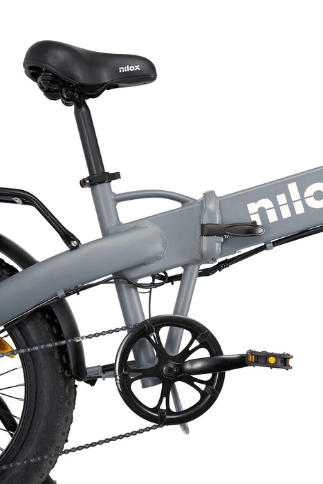 Nilox, E-Bike J4 Plus, rower elektryczny ze wspomaganym pedałowaniem, 70 km autonomii, do 25 km/h, wymienny akumulator 36 V 13 Ah, koła 20", podwójne hamulce tarczowe