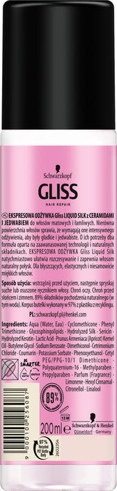 Schwarzkopf Gliss Liquid Silk Express Repair ekspresowa odżywka regeneracyjna do włosów matowych i łamliwych 200ml