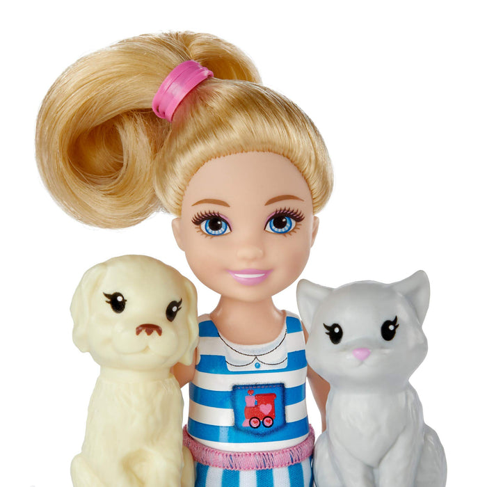Barbie FRL86 rodzinny pociąg Chelsea Choo z lalką, kolorowe, akcesoria do zabawy, wiele