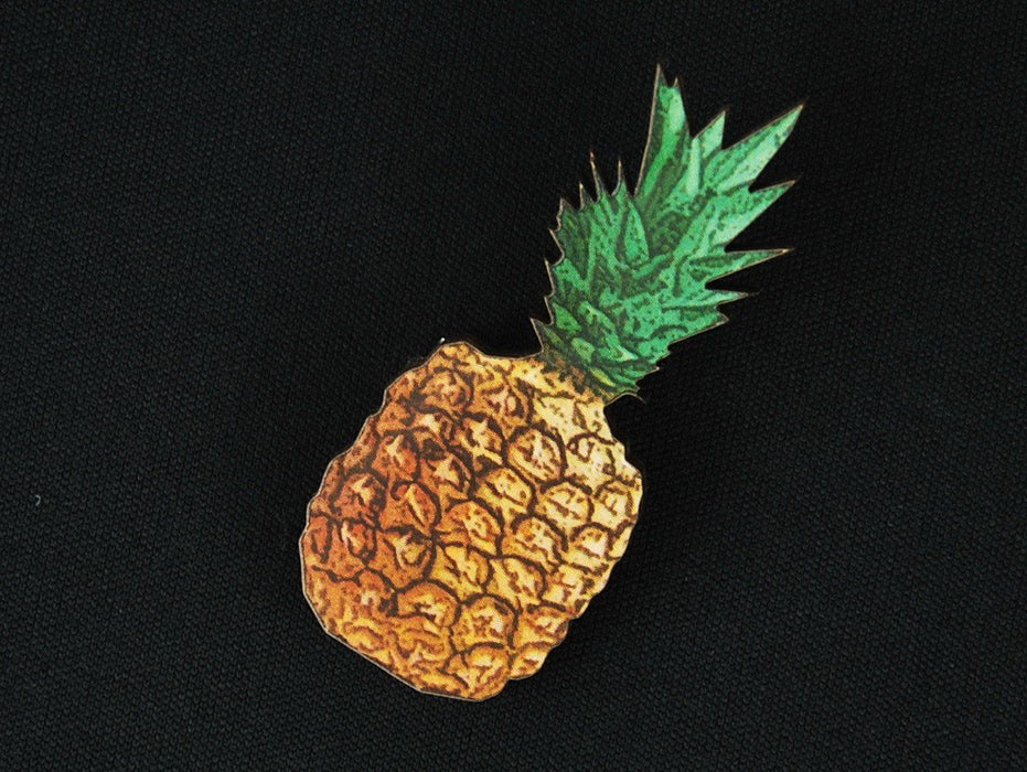 Miniblings Ananas Print przypinka z drewna do żywności, zdrowa żywność, witaminy