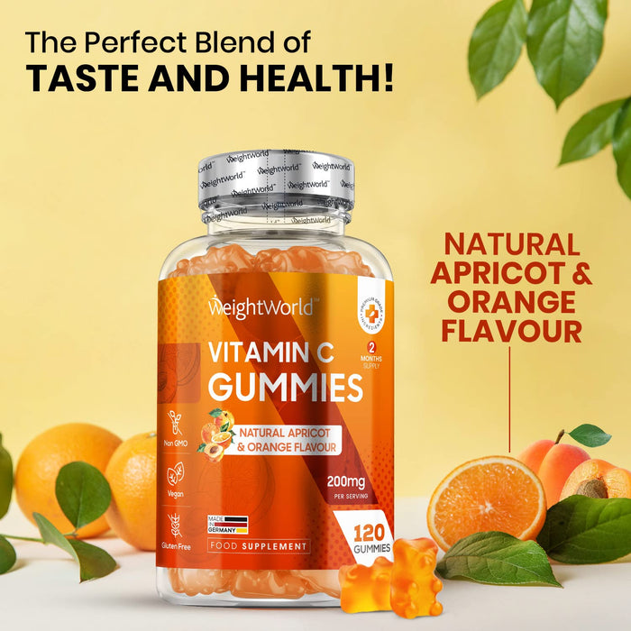 Witamina C i cynk Gummies - 120 Vegan Gummies (2 miesiące dostaw) Smaczne pomarańczowe witaminy Gummies dla dorosłych, układ odpornościowy, zmęczenie i zmęczenie & zdrowie skóry, witamina C Gummy Suplement - Keto