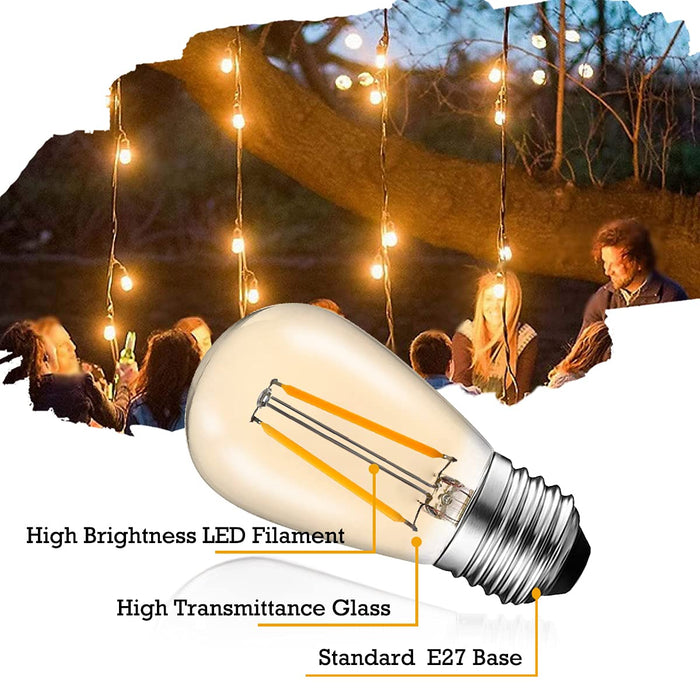 Suncan S14 E27 Edison żarówka LED, 2 W = 10 W, styl vintage, szkło bursztynowe, ciepła biel 2700 K, kąt świecenia 360°, bez możliwości ściemniania, 10 sztuk w opakowaniu