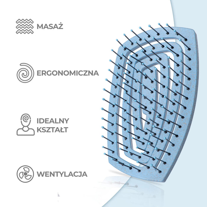 Ninabella Organiczna Mini Szczotka Do Rozplątywania Włosów dla Kobiet, Mężczyzn i Dzieci - Nie Ciągnie Włosów - Szczotki Do Prostowania Kręconych, Prostych i Mokrych Włosów - Unikalna Spiralna Szczotka Do Włosów