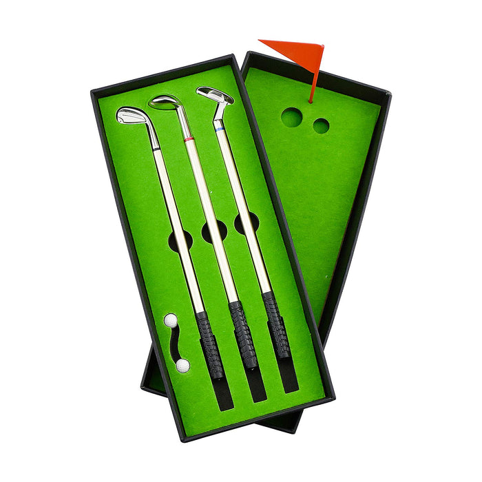 Demason Długopisy do golfa, kij golfowy, długopisy, mini piłki golfowe, zestaw prezentowy, 19,6 x 0,7 cm