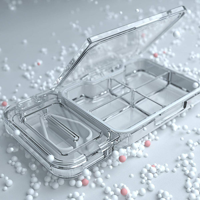 REOHOUSE przenośne pudełko na tabletki pojemnik na codzienne leki organizator suplementów, wysokiej jakości materiał trytanowy wolny od BPA (2 w 1-biały)