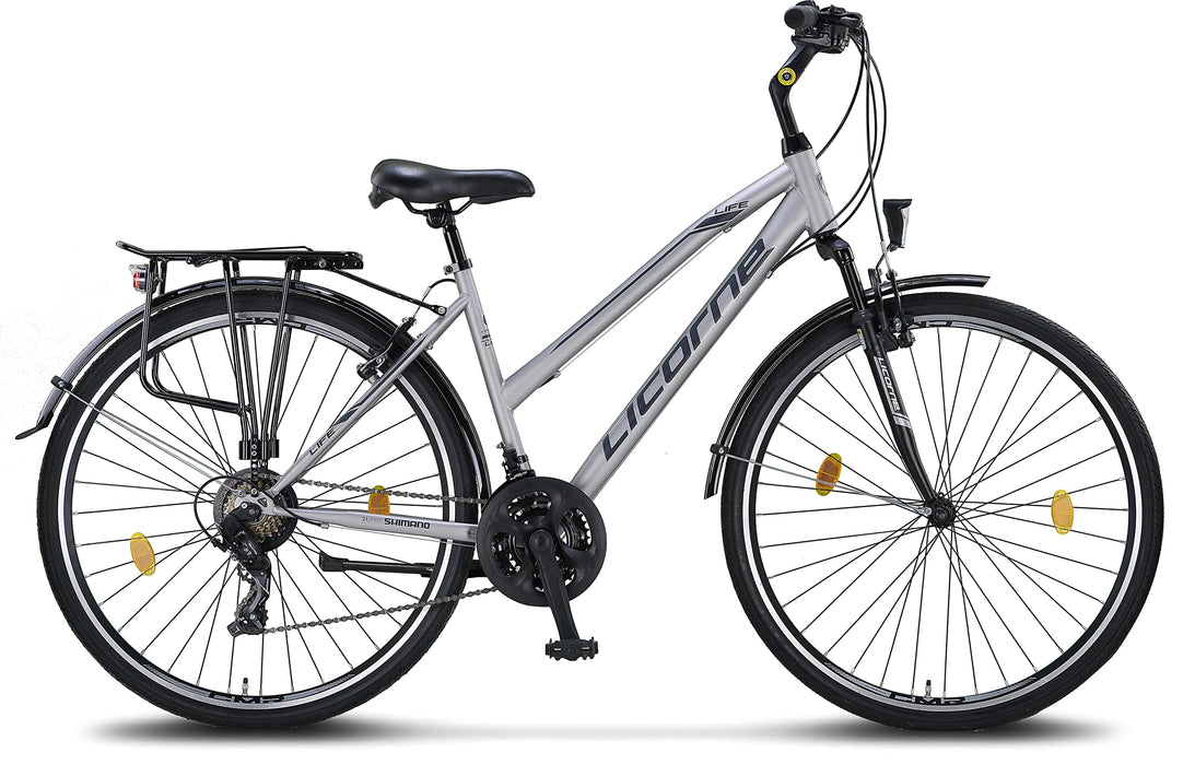 Licorne Bike Rower trekkingowy premium 28 cali – rower dla mężczyzn, chłopców, dziewcząt i kobiet – 21-biegowa przerzutka – rower miejski – rower męski – L-V-ATB