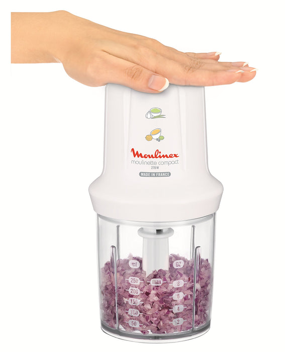 Moulinex DJ300110 Mini Chopper Elektro Moulinette Compact shaker z pokrywą biały 270 W