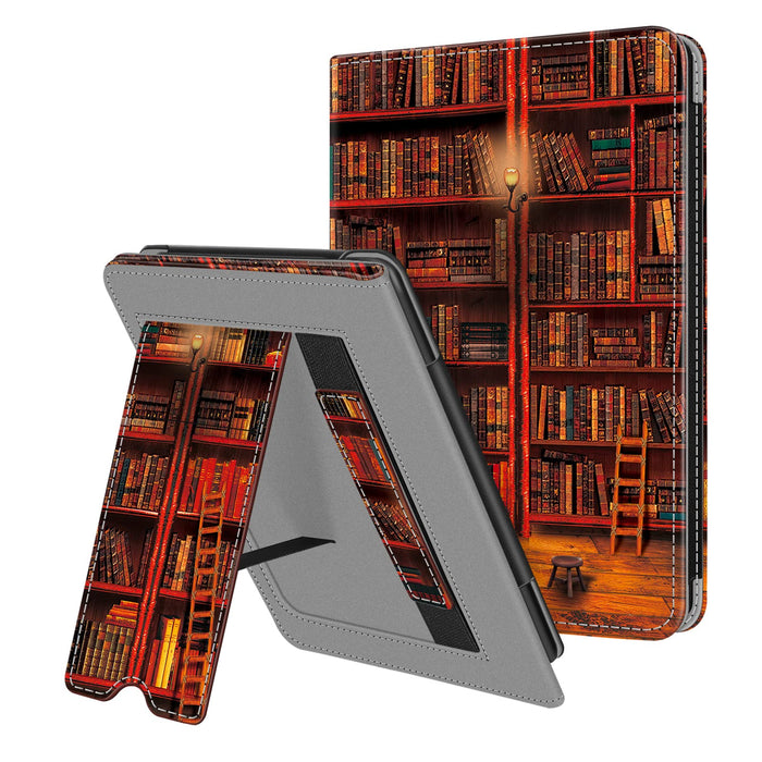 Fintie Etui z podstawką do Kindle Paperwhite 6,8" (11. generacji - 2021) i Kindle Paperwhite Signature Edition - wysokiej jakości skóra PU pokrowiec z gniazdem na karty i paskiem na rękę (ZZ- Biblioteka)