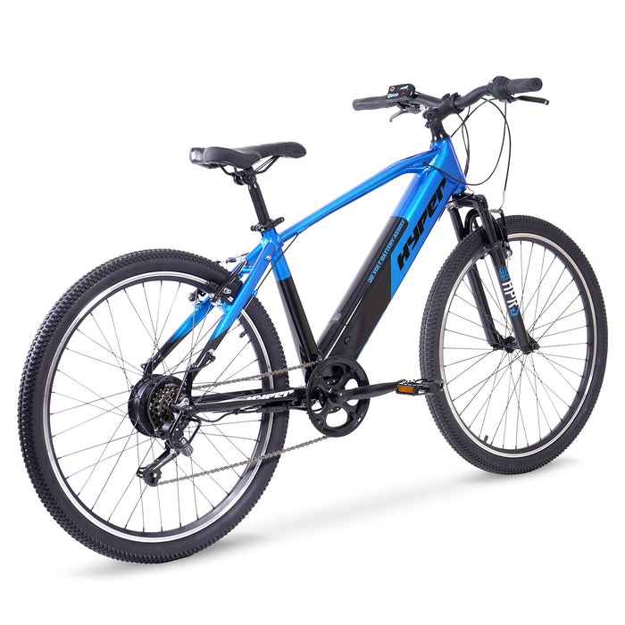 HYPER rower elektryczny MTB 26" z wbudowaną baterią 36 V 7,8 Ah, aluminiowa rama, przednie zawieszenie, czarny/niebieski