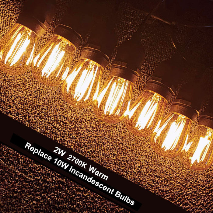 Suncan S14 E27 Edison żarówka LED, 2 W = 10 W, styl vintage, szkło bursztynowe, ciepła biel 2700 K, kąt świecenia 360°, bez możliwości ściemniania, 10 sztuk w opakowaniu