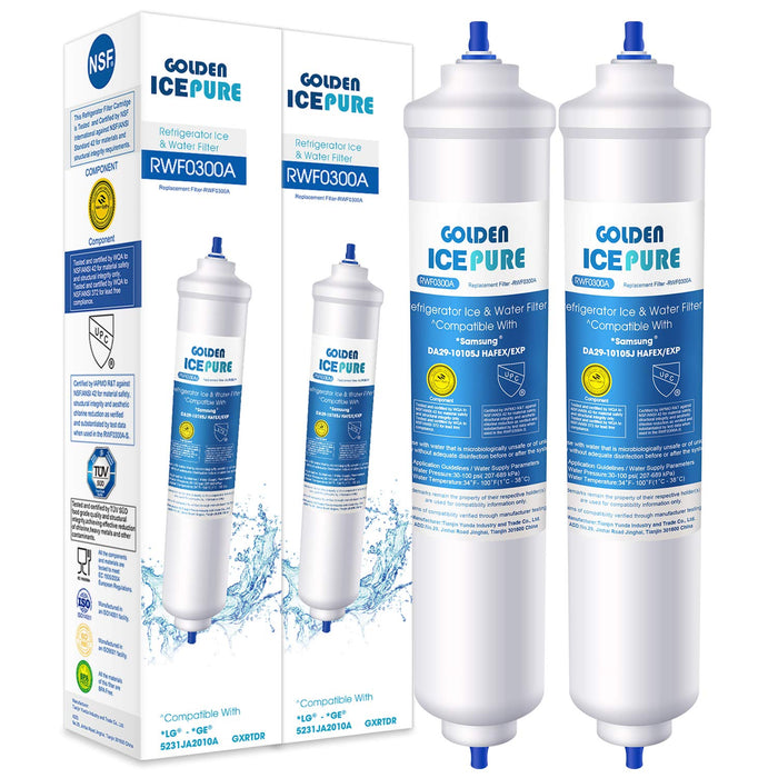 Zamiennik filtra wody do Samsung DA29-10105J, DA29-10105J HAFEX/EXP, WSF-100, DA99 02131B, EF9603, HAIER LG filtr wody do lodówki 2 opakowania firmy GOLDEN ICEPURE RWF0300A (dostępna faktura)