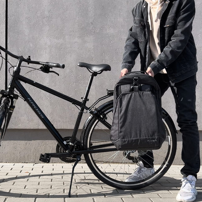 WOZINSKY torba rowerowa na bagażnik, wodoodporna torba rowrowa, dwuczęściowa torba rowerowa , 2 w 1 plecak - torba