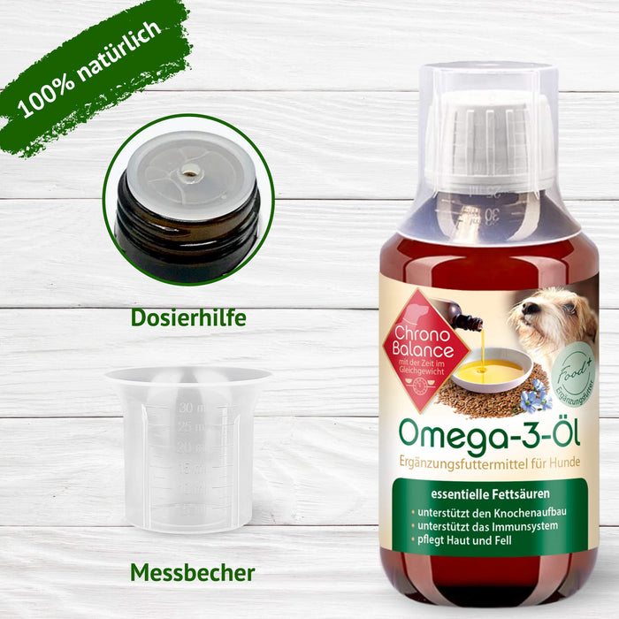 ChronoBalance® Olejek Omega-3 dla psów – naturalny suplement diety – pielęgnuje skórę i futro – wspiera system odpornościowy