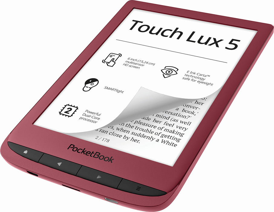 Pocketbook Touch Lux 5 PB628-R-WW 6", Czytnik E-booków, Rubyred