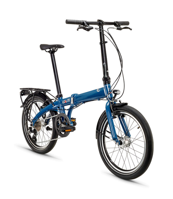 COAST Bikes Unisex – rower dla dorosłych, Hightide nr 03 8S, składany rower, Midnight Blue, 20 cali