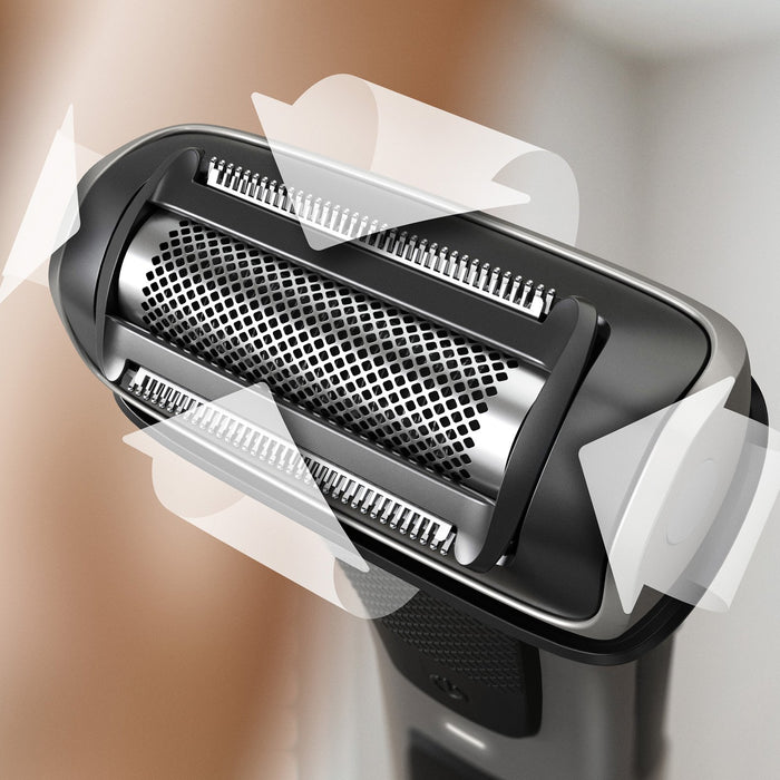 Philips Golarka do ciała z serii 7000 do stosowania pod prysznicem, Przyjazna skórze golarka, Dwustronna konstrukcja, Golarka 4-D dopasowująca się do ciała, Wbudowany trymer (3-11 mm), BG7025/15