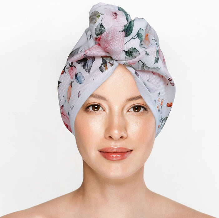 RĘCZNIK do włosów z wiskozy bambusowej RÓŻE 100x78 cm JOCERO, delikatny dla długich, prostych i kręconych włosów, NATURALNY produkt z bambusa, gładka tkanina 100% wiskoza bambusowa