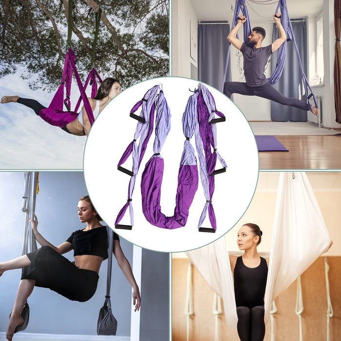 COLFULINE Zestaw hamaka do jogi, huśtawki łącznie z akcesoriami montażowymi, Aerial Yoga & Fitness zestaw huśtawek do jogi i fitnessu, do domu, studia fitness, na świeżym powietrzu