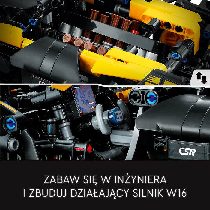 LEGO 42151 Technic Bolid Bugatti Wyścigówka z Klocków, Kreatywne Zabawki Inżynieryjne, Kultowy Samochód Sportowy do Budowania z Klocków Konstrukcyjnych dla Kolekcjonerów i Dzieci