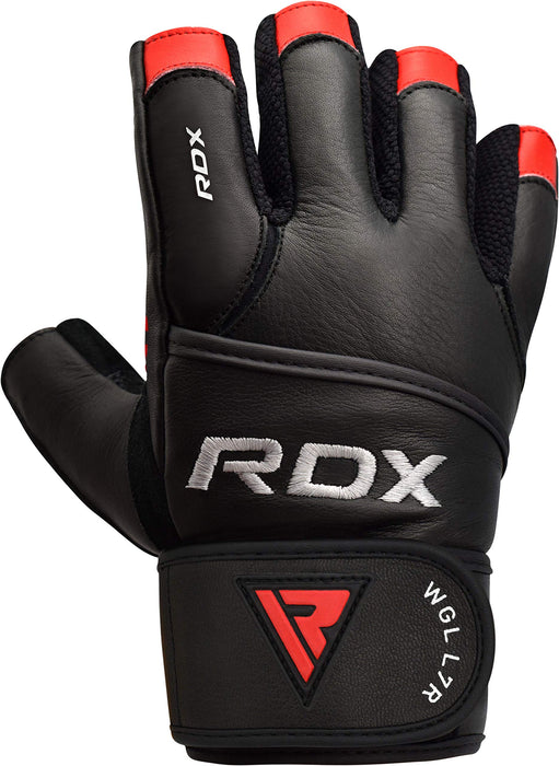 RDX Rękawice do treningu siłowego Długi nadgarstek Fitness Gimnastyka Trening Skórzany Krowa Powerlifter Siłownia Gym Gloves