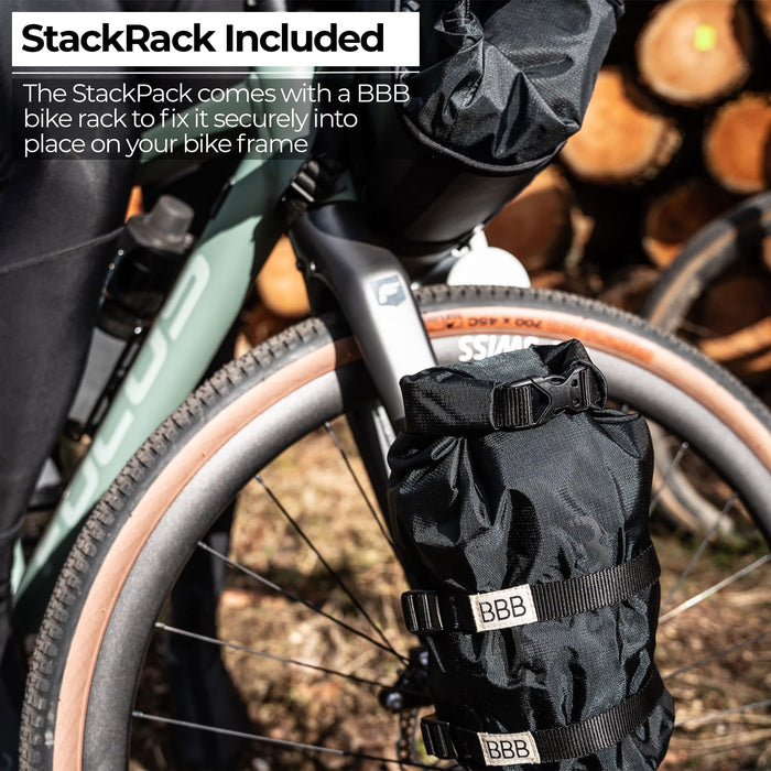 BBB Cycling StackPack BSB-145 czarna torba do przechowywania roweru, zamknięcie na sucho. Wodoodporna i lekka, w zestawie bagażnik do noszenia